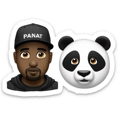 kanye west wearing a panda hat sticker