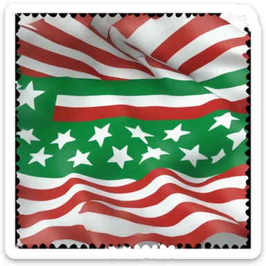 Flag with aGreen: Top stripe White: Middle stripe Black: Bottom stripe The three red stars are located in the center of the white stripe. sticker