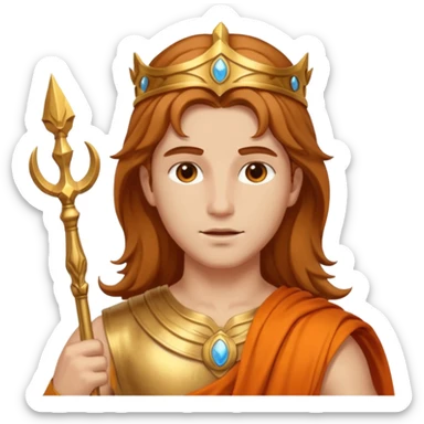 Mercury, Message God from Rome Mythology with long light brown hair , orange and gold outfit, sticker