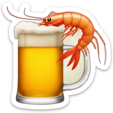 Shrimp jump into beer sticker