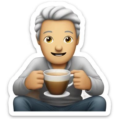 Drinking coffee on a snowy day while relaxing on the couch sticker