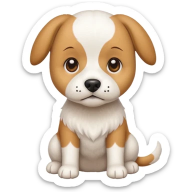 a full body white beagle x maltese x chi dog the size of a kelpie with light brown ears and a light brown patch on one eye sticker