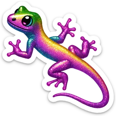 Lisa frank glitter gecko with a lily sticker