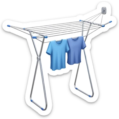 Clothes Drying Rack with a single central steel post, and fanning-out clotheslines at the top sticker