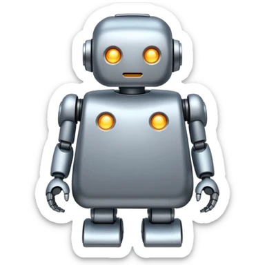 an AI robot, digital, glowing, frumpy, muumuu sticker
