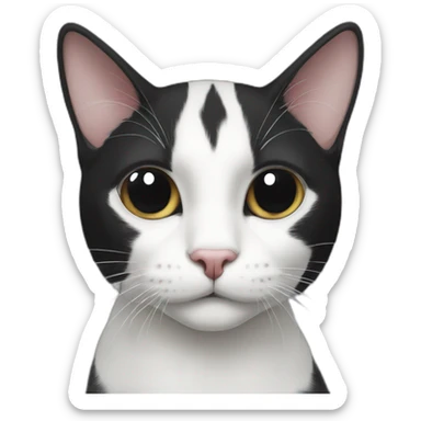 Black and white cat, black tail sticker