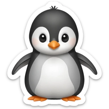 Adorable fluffy baby penguin plushy with the initials YH on the stomach  sticker