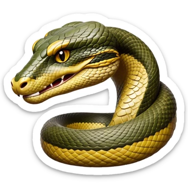 Cinematic Noble Anaconda Portrait Emoji, Poised and imposing, with a massive, sinuous build draped in intricately patterned scales and piercing, focused eyes, Simplified yet sharp and sophisticated features, highly detailed, glowing with a soft, earthy glow, high shine, intelligent and formidable, stylized with an air of primal elegance, focused and mysterious, soft glowing outline, capturing the essence of a watchful jungle guardian that feels as though it could coil out of the screen with effortless authority! sticker