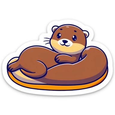 Otter laying in bed all cozy  sticker