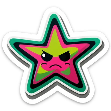 Green and pink graffiti star sticker