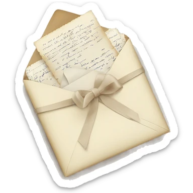 vintage love letters in envelope tied with a baby white ribbon  sticker