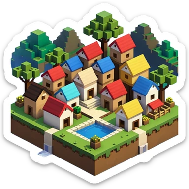 2d Minecraft Village  sticker