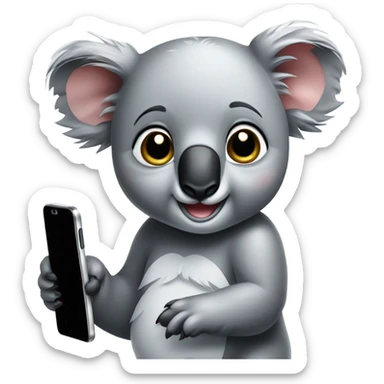 Cute koala making call sticker