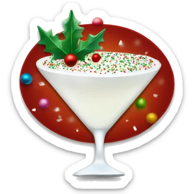 white colored martini with christmas sprinkles rim sticker