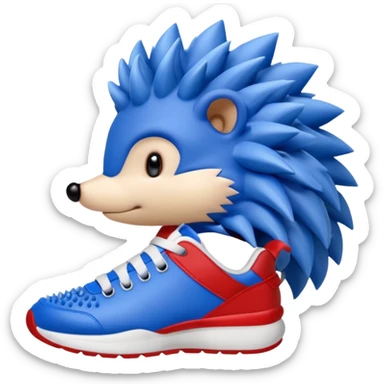 A blue hedgehog with 6 spines and white gloves  sticker
