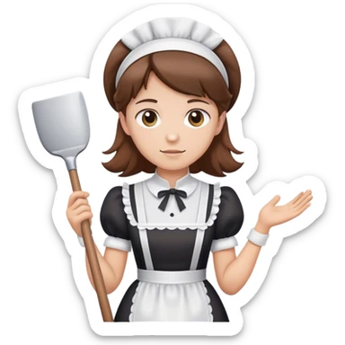 white guy with brown hair maid outfit sticker