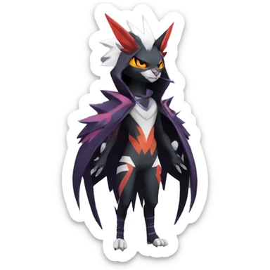 Cool Anthro Black Absol-Noivern-Quilava-Litten-Pokémon with edgy stripes hoodie spiked collar punk Full Body sticker