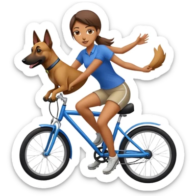 Women on a bike with a malinois dog
 sticker