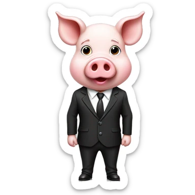 Funny pig with business suit black sticker