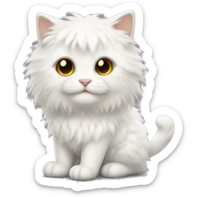 fluffy white and gold cat with black spots sticker