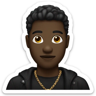 black guy in black clothes with a cross necklace  sticker