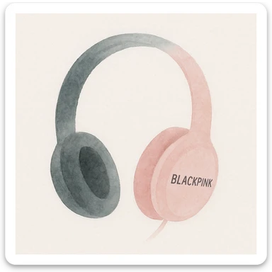 BLACKPINK-inspired object, black and pink colors, soft and artistic watercolor effect, watercolor style sticker