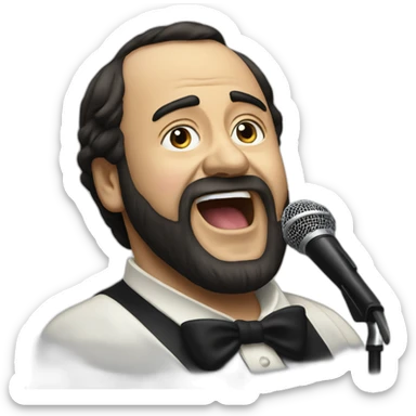 Hyperrealist pavarotti singing sticker