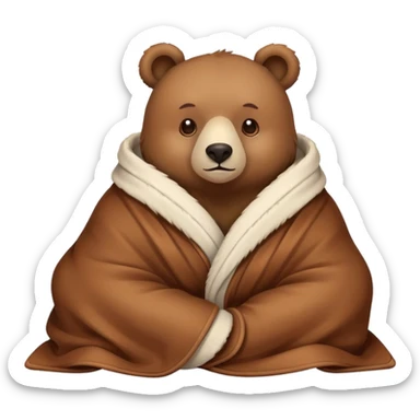 bear cozy in blanket sticker