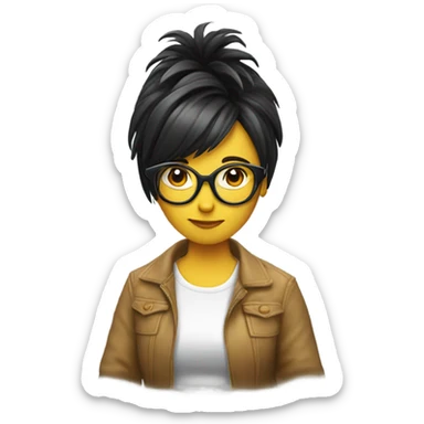 Chica leyendo con flequillo y gafas  sticker