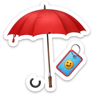 Red umbrella, Lost & Found Objects. sticker