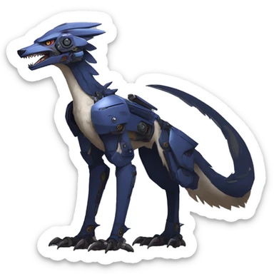 Anthro Futuristic Mechanical Sergal-raptor-nargacuga-vernid sticker