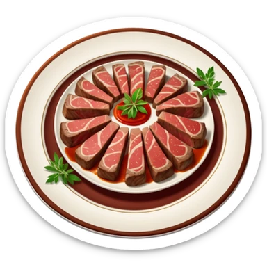 Rare steak slices on fancy plate sticker