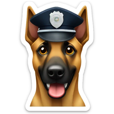 Belgian malinois with police hat sticker