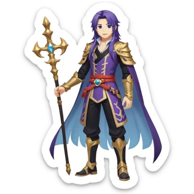 Diluc from Genshin Impact (full body) (tall adult male) (long hair) sticker