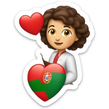 Une grand-mère brune, deux garçons bruns et le drapeau du Portugal en forme de cœur sticker