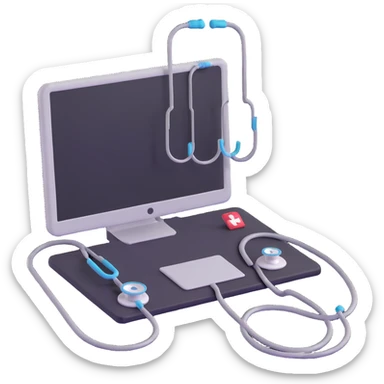 Medical computer with stethoscope sticker