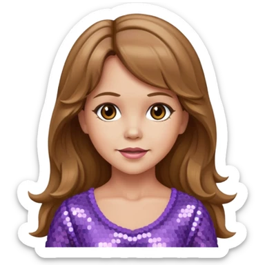 Linda Blair with long light brown hair,  light lavender sequin outfit  sticker