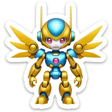 tiny cyber kawaii anime-styled Fakémon-Pokémon-Medabot full body sticker