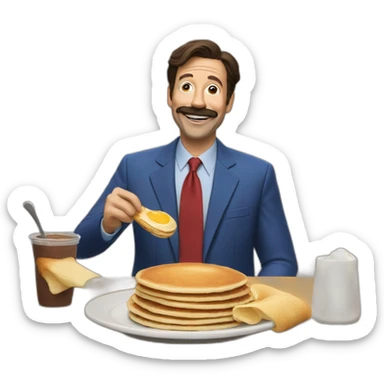 Ted Lasso eating pancakes with Jesus  sticker