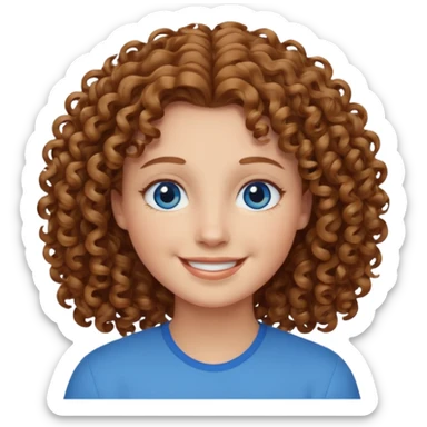 kıvırcık kumral gözü mavi renk sticker