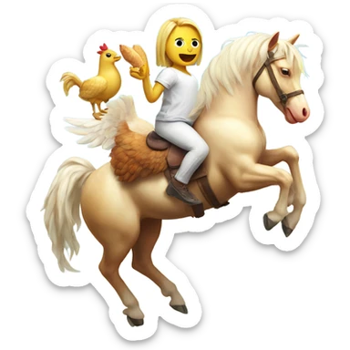 unicorn riding on chickens back in the sun sticker