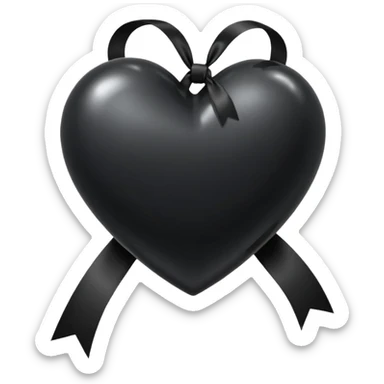 black heart with a small black ribbon tied in a bow sticker