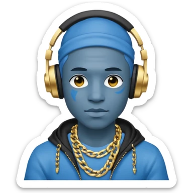 Avatar rapper with headphones blue character ' sticker