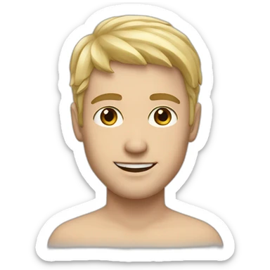 white man with clear skin with fringe up blonde hair style brown eyes sticker