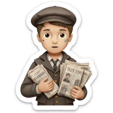 Victorian era poor paper boy sticker