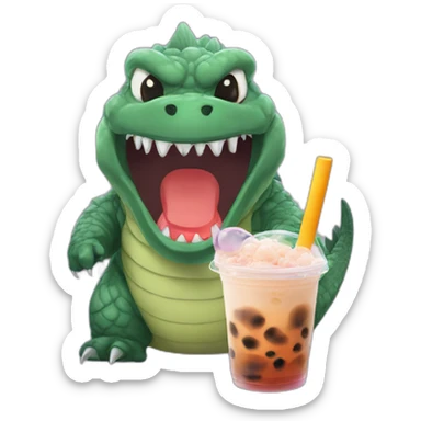 Godzilla bubble tea sticker