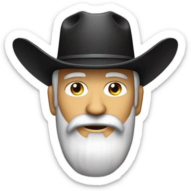 black cowboy hat on a white man with long grey beard sticker