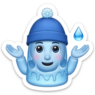 hat tip emoji (i.e. just a hat with a hand, tipping the hat), with a frozen hand sticker