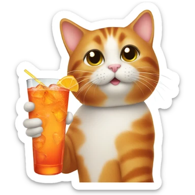 A cat drinking aperol spritz sticker