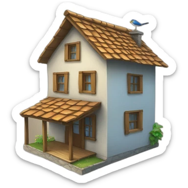 Un oiseau sur une maison sticker